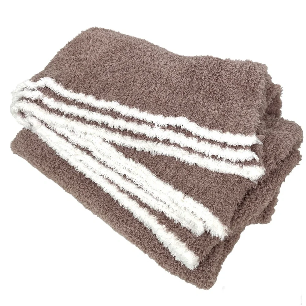 BAREFOOT DREAMS CozyChic Contrast Tip Throw Blanket NEW Vintage Rose Rare